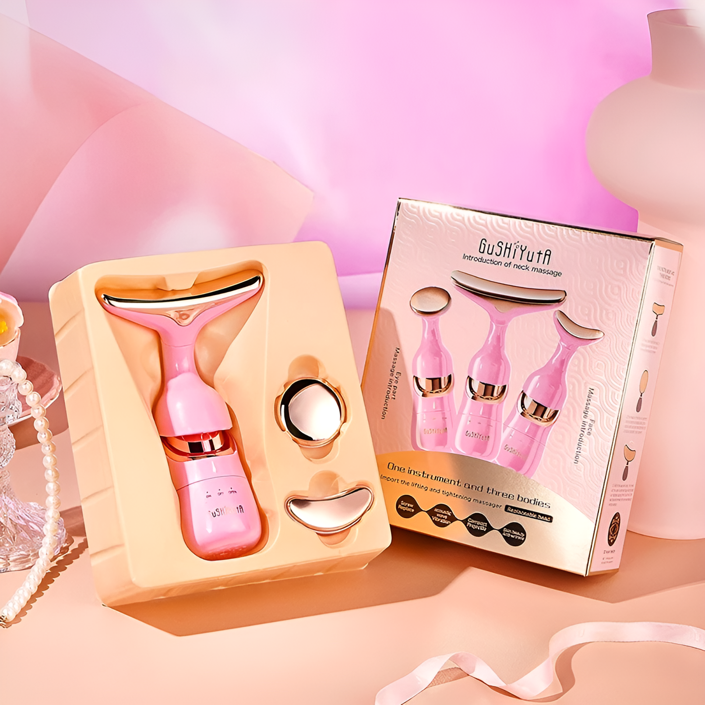 The 3-in-1 Facial Massager in pink.