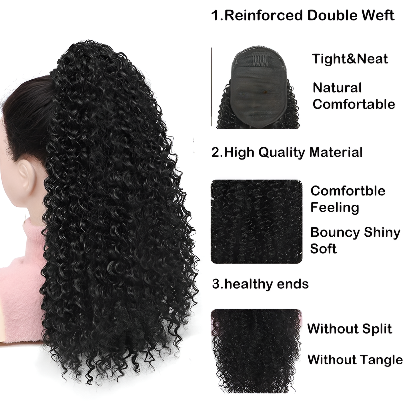 20 Inch Afro Curly Ponytail Extensions